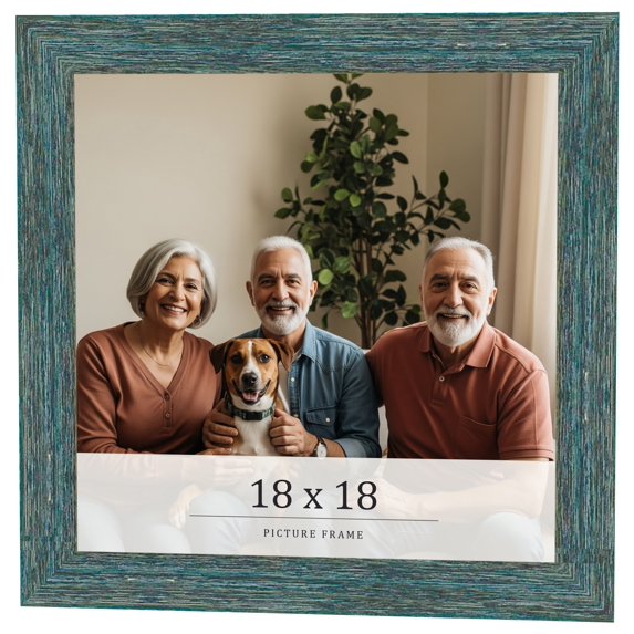 18x18 Frame Blue Rustic Barnwood Solid Wood Picture Frame Width 1.25 Inches | Interior Depth 0.5