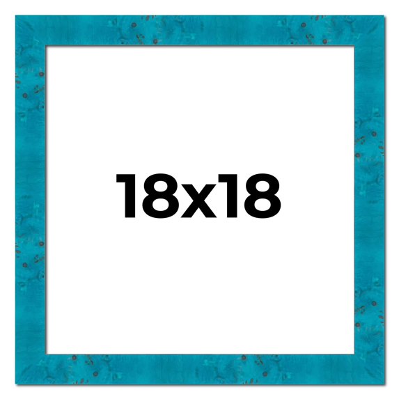 18x18 Frame Blue Teal Burl Wood Picture Frame | 1.75 Inch Moulding Width | Interior Frame Depth 0.5