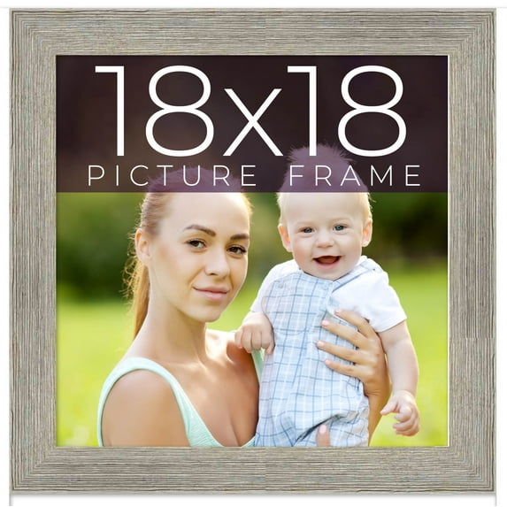 18x18 Frame Grey Real Wood Picture Frame Width 1.5 Inches | Interior Frame Depth 0.5 Inches | Barn
