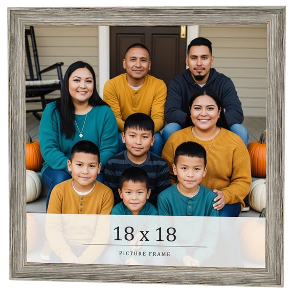18x18 Frame Grey Solid Wood Picture Frame Width 1 Inches | Interior Frame Depth 0.5 Inches |