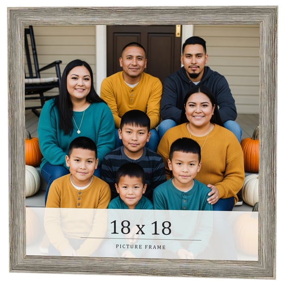 18x18 Frame Grey Solid Wood Picture Frame Width 1 Inches | Interior Frame Depth 0.5 Inches |