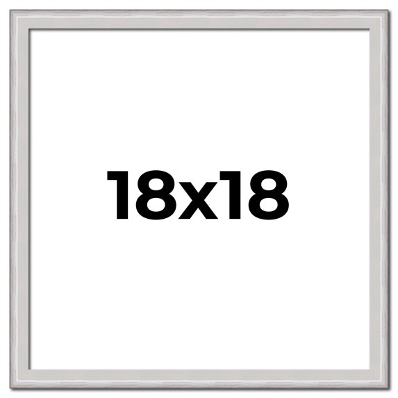 18x18 Frame Silver Inner Slope Bevel Picture Frame | 1 Inch Moulding Width | 0.75 Inch Rabbet Depth