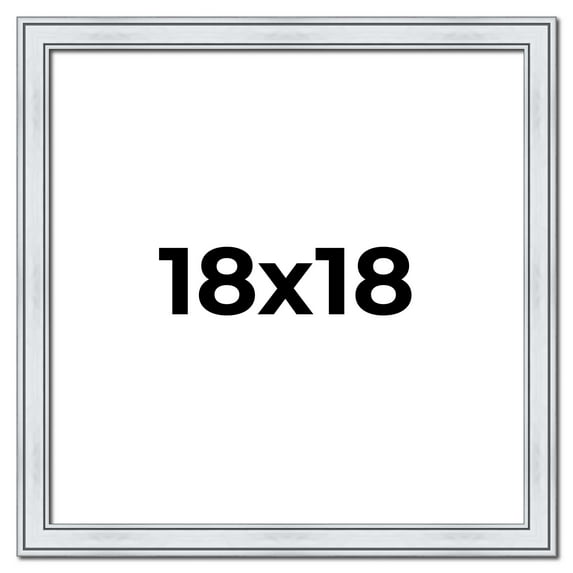 18x18 Frame Sterling Silver Solid Wood Picture Frame | 1.25 Inch Moulding Width | 0.75 Inch