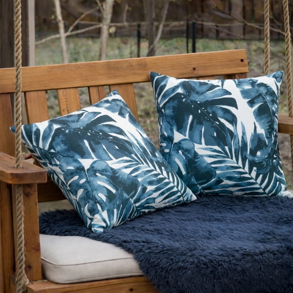 18x18 Inch 2 Pack Outdoor Throw Pillows,Waterproof & Fade-Resistant Patio Cushions for Bed,Couch,Sofa and Patio Furniture-Soft & Comfortable Decorative Pillow Covers,Antique Blue