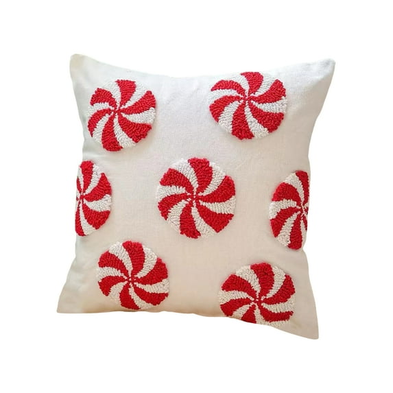 18x18 Inch Christmas Candy Pattern Throw Pillow Covers Ornament, Christmas Deer Cane Home Decorative Cushion Case