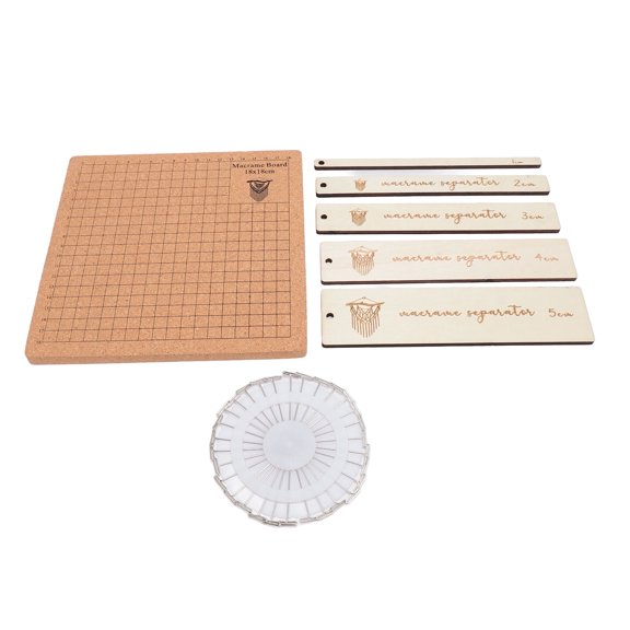 18x18 Inch Cork Macrame Project Board Kit with 30 T-Pins, 5 Rulers & Needle Tray for Braiding and Jewelry Making