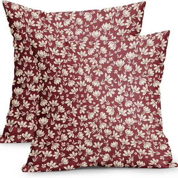 18x18 Inch Daisy Print Pillow Cases Pair Farmhouse Home Decor