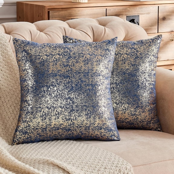 18x18 Inch Decorative Throw Pillow Cover, Shiny Metallic Look Fabric, Eye-Catching Accent for Sofa Couch or Living Room