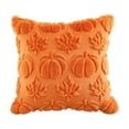 thumbnail image 1 of 18x18 Inch Double Sided Halloween Pumpkin Maple Leaf Pillow Cover, Velvet Plush Washable Polyester Cushion Case for Sofa Couch, Seasonal Holiday Decor (Pillow Not Included), 1 of 4