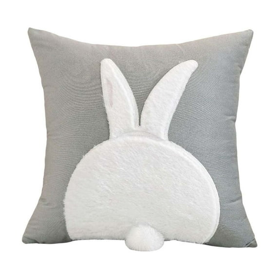 18x18 Inch Easter Pillow Covers, 3D Embroidered Velvet Bunny Rabbit Throw Pillowcase for Sofa Couch Bedroom Decor, Spring Home Decoration Cushion Case, Bunny Rabbit Pillow Covers