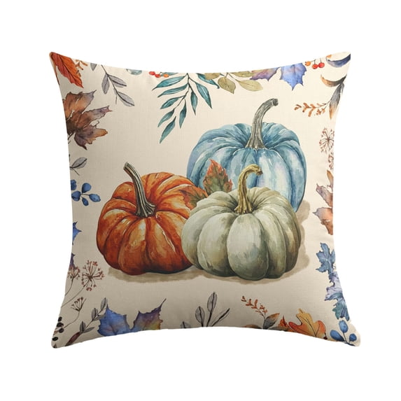 18x18 Inch Orange White Pumpkin Throw Pillow Cover Soft Autumn Thanksgiving Farmhouse Seasonal Sofa Couch Decor Cushion Case