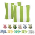 thumbnail image 1 of 18x18 Inch Outdoor Throw Pillows Set of 2, Waterproof & Fade-Resistant, Square Decorative Cushion For Patio Furniture, All Weather Outdoor Pillows (Green White Stripes), 1 of 7