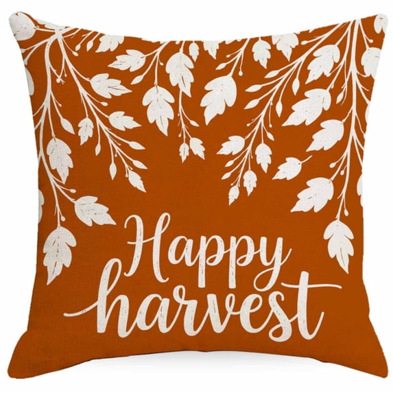 18x18 Inch Pumpkin Maple Leaf Throw Pillow Cover, Rural Harvest Cushion Slip, Decor Pillowcase for Thanksgiving Sofa Bed Indoor Outdoor Home Decor
