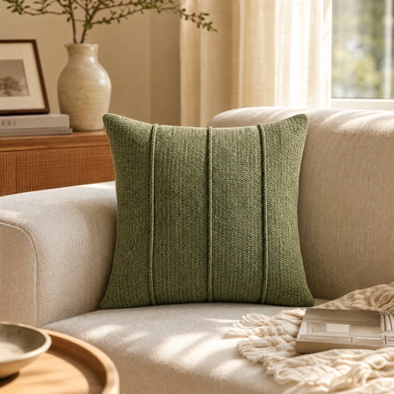 18x18 Inch Solid Color Soft Pile Throw Pillow Cover Textured Square Cushion Cover for Sofa and Living Room Decor