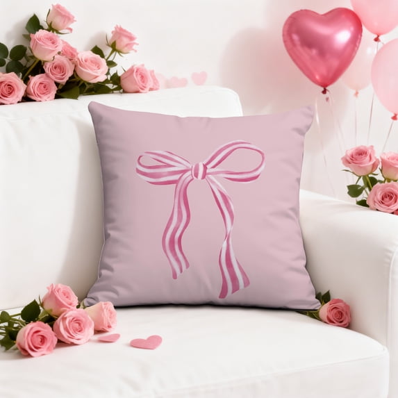 18x18 Inch Throw Pillow Cover for Couch Sofa, Soft Pink Decorative Pillowcase, Machine Washable Polyester Cushion Cover, Romantic Gift for Living Room
