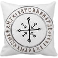 thumbnail image 1 of 18x18 Inch Throw Pillow Cover Futhark Norse Islandic and Viking Runes Set Magic Hand Draw Symbols as Scripted Home Decor Pillowcase Square Pillow Case Cushion Cover for Sofa Bed, 1 of 4