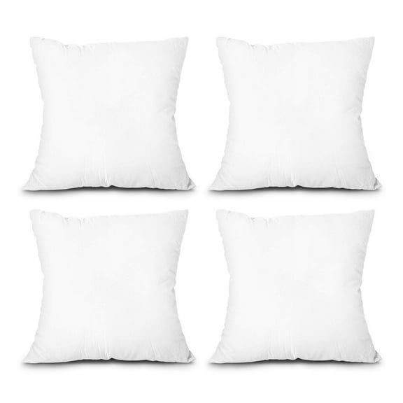18x18 Inch Throw Pillow Inserts 4 Pack, Down Alternative Polyester Filled Couch Pillows, Decorative Sofa Cushions Sham Stuffer, Washable White