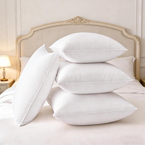 18x18 Inch Throw Pillow Inserts, Set of 4 Square Couch Pillows with Ultra-Soft Couch Cushion Stuffing, Machine Washable Decorative Pillow Fillers for Sofa, Bed & Decor (4)