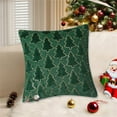 thumbnail image 1 of 18x18 Inch Velvet Christmas Tree Pillow Cover, Embroidered Holiday Sofa Decor (No Insert), 1 of 6
