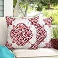 18x18 Inch White and Red Throw Pillow Covers Floral Outdoor Waterproof