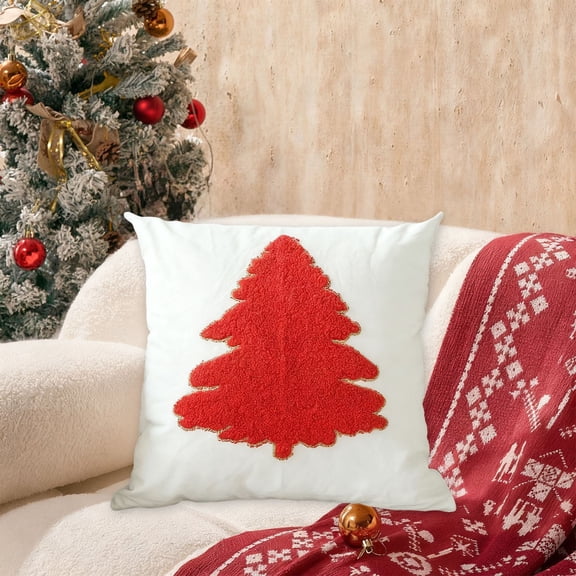 18x18 Inches Canvas Christmas Pillow Covers , Santa Loop Pile Throw Pillows Cases Xmas Decor for Couch Sofa Bedroom Living Room Home, Holiday Decorative Pillows Covers Gifts for Women Men