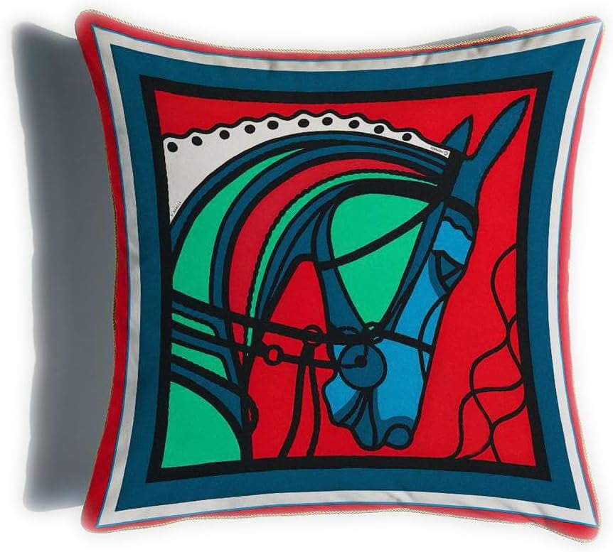 18x18'' Inches Throw Pillow Cushion Cover Pink Horse Pattern Both