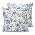 thumbnail image 1 of 18x18 Pillow Covers Set of 2, Blue Floral Birds Throw Pillow Covers Decorative Couch Cushion Case, Farmhouse Flowers Pastoral Microfiber Square Pillowcases for Bedroom Car Living Room, 1 of 7