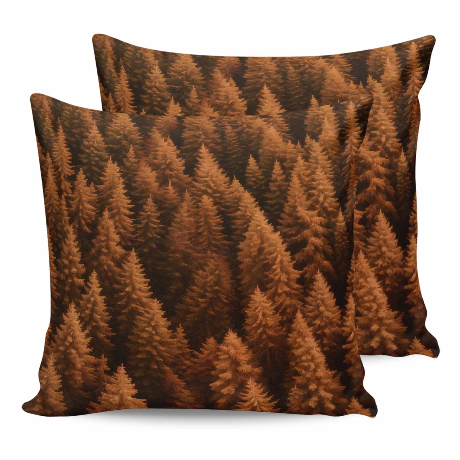 18x18 Pillow Covers Set of 2, Burnt Orange Forest Throw Pillow Covers ...