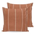 thumbnail image 1 of 18x18 Pillow Covers Set of 2, Burnt Orange Striped Throw Pillow Covers Decorative Couch Cushion Case, Farmhouse Linen Texture Line Stripes Microfiber Square Pillowcases for Bedroom Car Living Room, 1 of 9