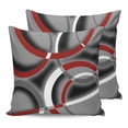 thumbnail image 1 of 18x18 Pillow Covers Set of 2, Grey Geometric Throw Pillow Covers Decorative Couch Cushion Case, Modern Abstract Black White Red Striped Microfiber Square Pillowcases for Bedroom Car Living Room, 1 of 7