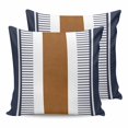 thumbnail image 1 of 18x18 Pillow Covers Set of 2, Modern Brown Blue Throw Pillow Covers Decorative Couch Cushion Case, Boho Contemporary Geometric Striped Microfiber Square Pillowcases for Bedroom Car Living Room, 1 of 7