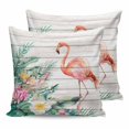 thumbnail image 1 of 18x18 Pillow Covers Set of 2, Pink Flamingo Throw Pillow Covers Decorative Couch Cushion Case, Floral Summer Botanical Watercolor Wooden Microfiber Square Pillowcases for Bedroom Car Living Room, 1 of 7
