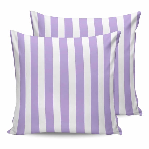 18x18 Pillow Covers Set of 2, Purple Striped Throw Pillow Covers Decorative Couch Cushion Case, Modern Farmhouse Purple White Stripes Microfiber Square Pillowcases for Bedroom Car Living Room