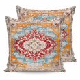 thumbnail image 1 of 18x18 Pillow Covers Set of 2, Vintage Ethnic Throw Pillow Covers Decorative Couch Cushion Case, Boho Tribes Modern Orange Middle Century Microfiber Square Pillowcases for Bedroom Car Living Room, 1 of 6