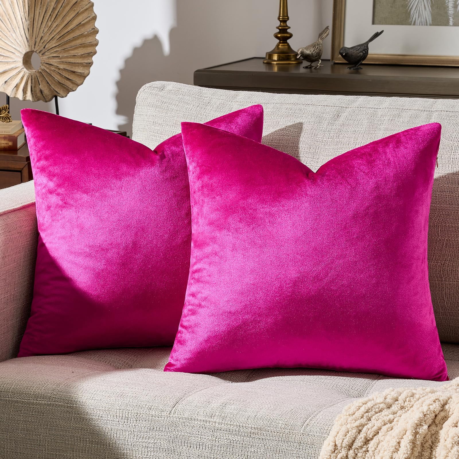 18x18 Pillow Covers Set Of 2 Throw Pillows Decorative Hot Pink For