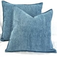 thumbnail image 1 of 18x18 Pillow Covers Set of 2 Teal Blue Chevron Pattern / Soft Cozy Chenille Cushion Covers, 1 of 6