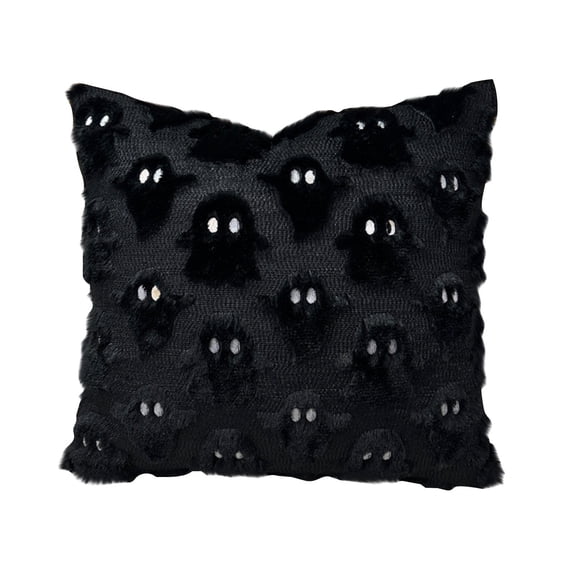 18x18" Premium 3D Tufted Ghost Throw Pillow Covers, Faux Rabbit Fur Halloween Cushion Cases Thick Fluffy Autumn Holiday Halloween Decor for Accent Chair Couch
