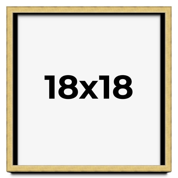 18x18 Shadow Box Frame Gold | 1.375 Inches Deep Real Wood Contemporary Shadowbox Display Frame | UV
