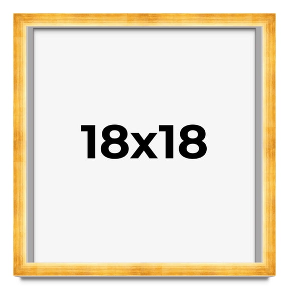 18x18 Shadow Box Frame Gold | 1.625 Inches Deep Real Wood Traditional Shadowbox Display Frame | UV