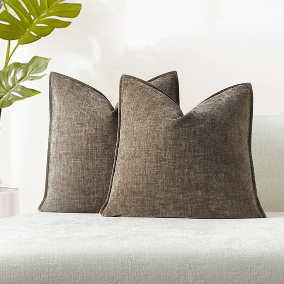 18x18 Throw Pillow Covers Set of 2 Decorative Cushion Covers for Couch Sofa Bed,Stone