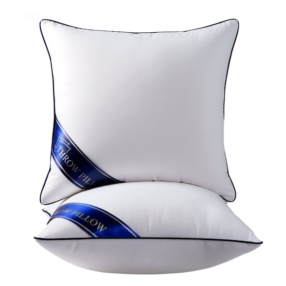 18x18 Throw Pillow Inserts (Pack of 2), White Decorative Pillows Square Throw for Sofa, Bed, Couch, Cushion Sham Stuffer
