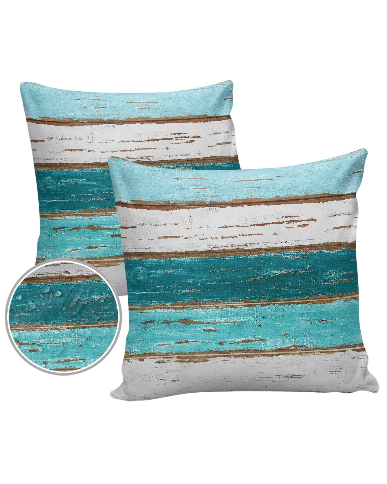 18x18 Waterproof Outdoor Pillow Covers Farmhouse Teal Blue Green