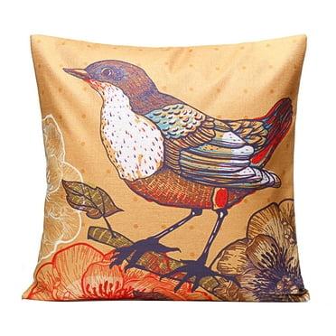 18x18 inch Bird Song Decorative Throw Pillow Case Cushion Cover Flax Pillowslip Protector Sofa Couch Patio Chair Seat Home Car Decor