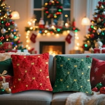 18x18 inch Christmas Tree Pillow Covers Christmas Pillow Cases Cushion Cover Winter Holiday Home Decor for Sofa, Car, Bed