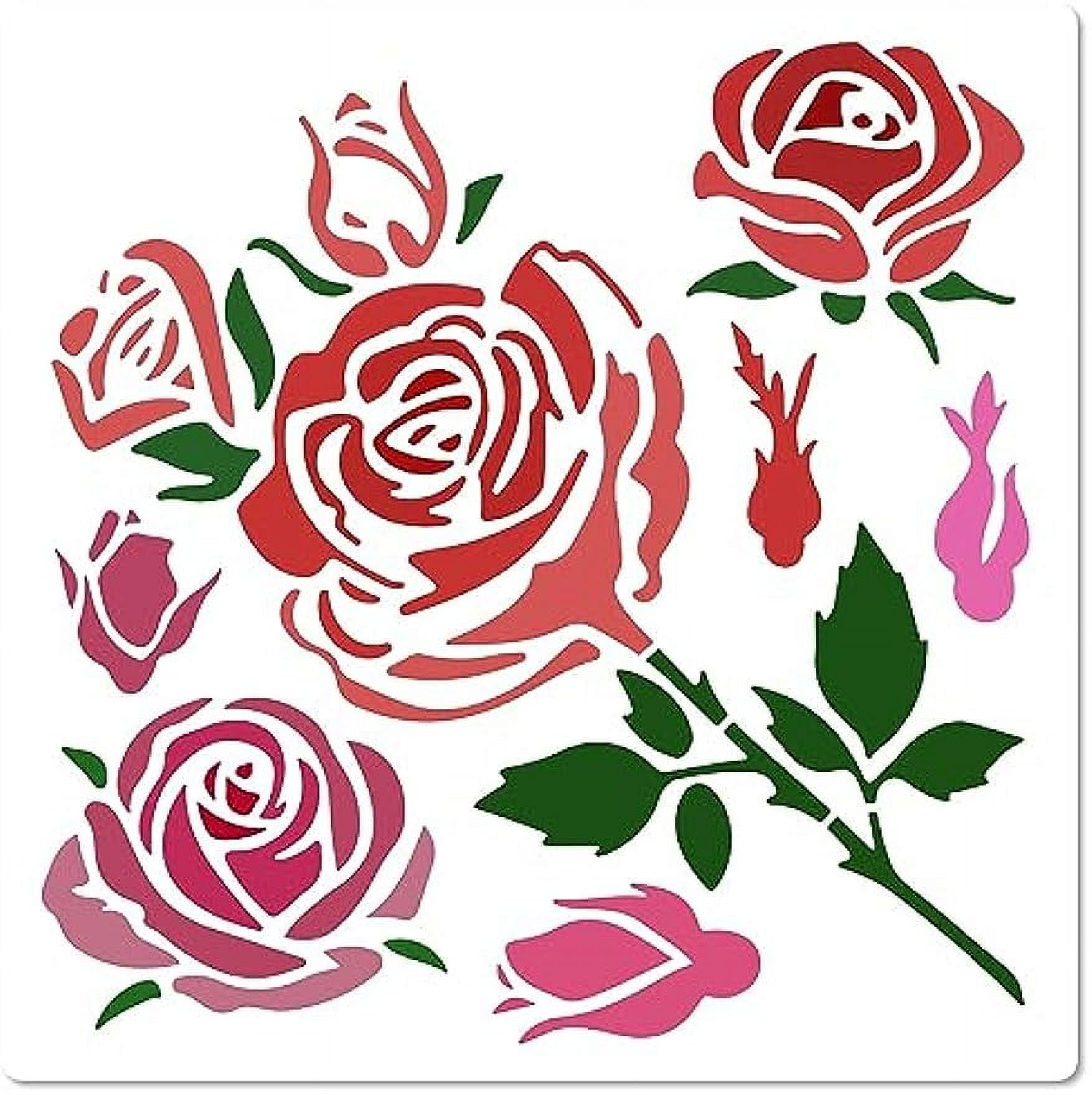 18x18cm Rose Flowers Stencil Flowers Bouquet Templates Floral Buds ...