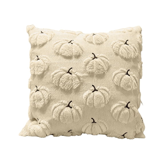 18x18in 3D Tufted Pumpkin Fluffy Plush Throw Pillow Cover Hidden Zipper Soft Autumn Sofa Bedroom Decor Cushion