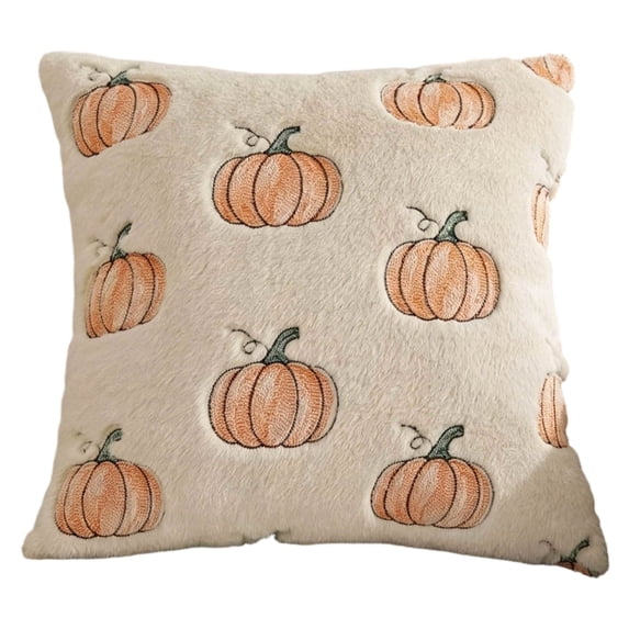 18x18in 3D Tufted Pumpkin Fluffy Plush Throw Pillow Cover Hidden Zipper Soft Autumn Sofa Bedroom Decor Cushion