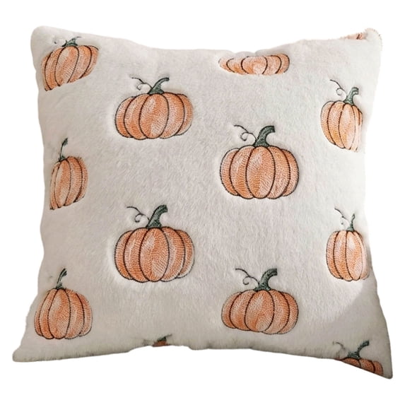 18x18in 3D Tufted Pumpkin Fluffy Plush Throw Pillow Cover Hidden Zipper Soft Autumn Sofa Bedroom Decor Cushion