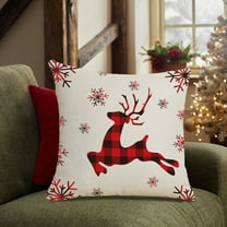 Nilvkv 18x18in Red White Christmas Pillow Covers Snowflake Deer for Sofa Bed Car Decor, Christmas Decorations, CHRlSTMAS-GlFTs