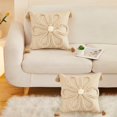 thumbnail image 1 of 18x18in Tufted Daisy Flower Throw Pillow Cover with Tassels, Hidden Zipper, Washable Cushion Cover for Sofa Bed, Insert Not Included, 1 of 6